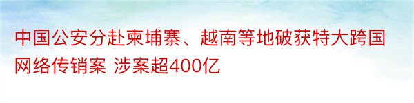 中国公安分赴柬埔寨、越南等地破获特大跨国网络传销案 涉案超400亿