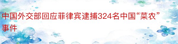 中国外交部回应菲律宾逮捕324名中国“菜农”事件