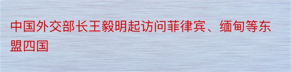 中国外交部长王毅明起访问菲律宾、缅甸等东盟四国