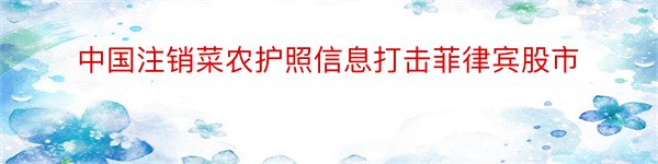 中国注销菜农护照信息打击菲律宾股市