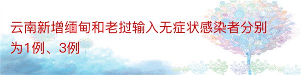 云南新增缅甸和老挝输入无症状感染者分别为1例、3例