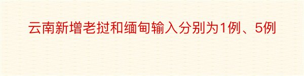 云南新增老挝和缅甸输入分别为1例、5例