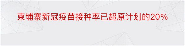 柬埔寨新冠疫苗接种率已超原计划的20％