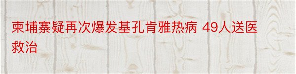 柬埔寨疑再次爆发基孔肯雅热病 49人送医救治