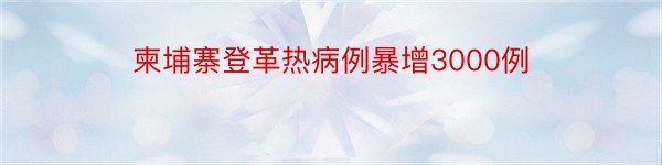 柬埔寨登革热病例暴增3000例