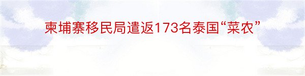 柬埔寨移民局遣返173名泰国“菜农”