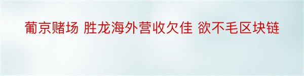 葡京赌场 胜龙海外营收欠佳 欲不毛区块链