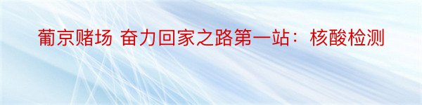 葡京赌场 奋力回家之路第一站：核酸检测