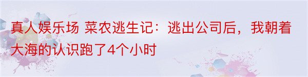 真人娱乐场 菜农逃生记：逃出公司后，我朝着大海的认识跑了4个小时