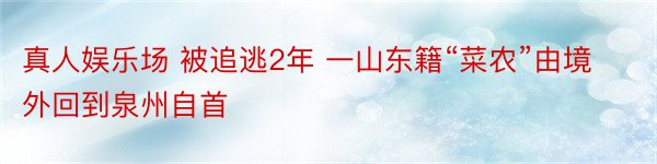 真人娱乐场 被追逃2年 一山东籍“菜农”由境外回到泉州自首