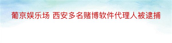 葡京娱乐场 西安多名赌博软件代理人被逮捕