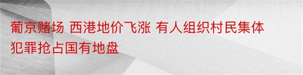 葡京赌场 西港地价飞涨 有人组织村民集体犯罪抢占国有地盘