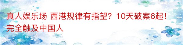 真人娱乐场 西港规律有指望？10天破案6起！完全触及中国人