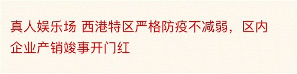 真人娱乐场 西港特区严格防疫不减弱，区内企业产销竣事开门红