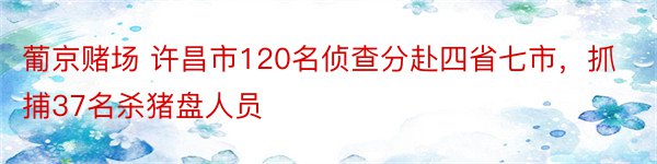 葡京赌场 许昌市120名侦查分赴四省七市，抓捕37名杀猪盘人员