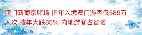 澳门新葡京赌场 旧年入境澳门游客仅589万人次 按年大跌85% 内地游客占省略