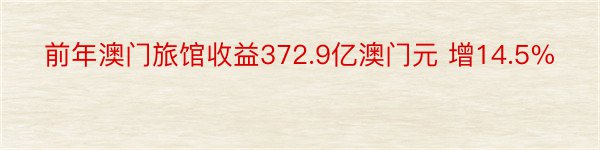 前年澳门旅馆收益372.9亿澳门元 增14.5%