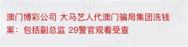 澳门博彩公司 大马艺人代澳门骗局集团洗钱案：包括副总监 29警官观看受查