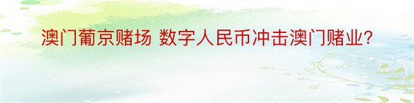 澳门葡京赌场 数字人民币冲击澳门赌业？