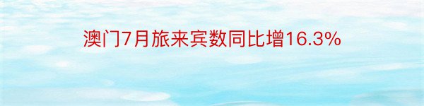 澳门7月旅来宾数同比增16.3%