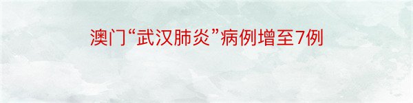 澳门“武汉肺炎”病例增至7例