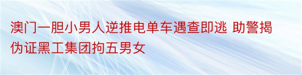 澳门一胆小男人逆推电单车遇查即逃 助警揭伪证黑工集团拘五男女