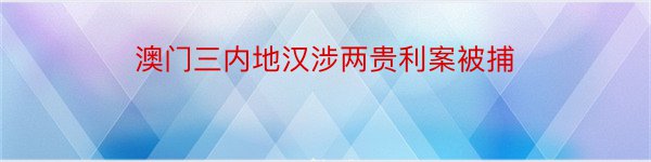 澳门三内地汉涉两贵利案被捕