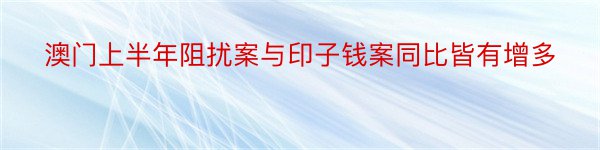 澳门上半年阻扰案与印子钱案同比皆有增多