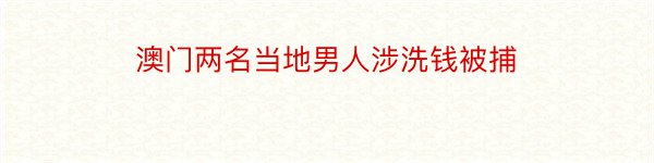 澳门两名当地男人涉洗钱被捕