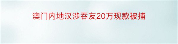 澳门内地汉涉吞友20万现款被捕