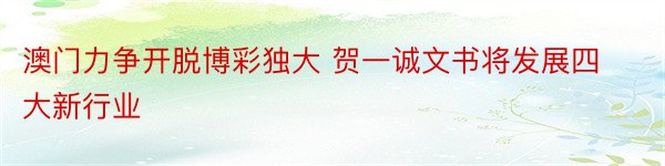 澳门力争开脱博彩独大 贺一诚文书将发展四大新行业