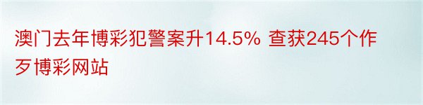 澳门去年博彩犯警案升14.5% 查获245个作歹博彩网站