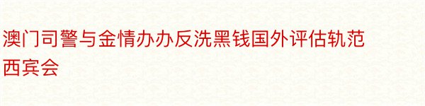 澳门司警与金情办办反洗黑钱国外评估轨范西宾会