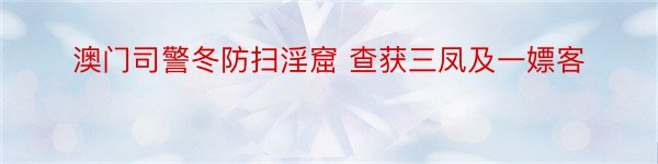 澳门司警冬防扫淫窟 查获三凤及一嫖客