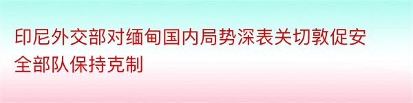 印尼外交部对缅甸国内局势深表关切敦促安全部队保持克制