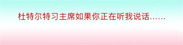 杜特尔特习主席如果你正在听我说话……