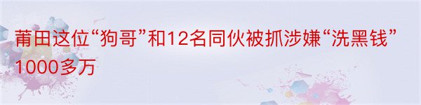 莆田这位“狗哥”和12名同伙被抓涉嫌“洗黑钱”1000多万