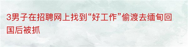 3男子在招聘网上找到“好工作”偷渡去缅甸回国后被抓