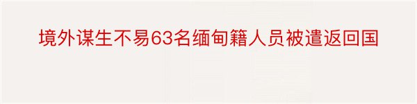 境外谋生不易63名缅甸籍人员被遣返回国