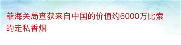 菲海关局查获来自中国的价值约6000万比索的走私香烟