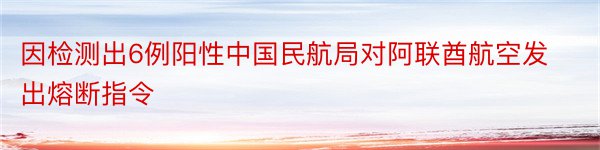 因检测出6例阳性中国民航局对阿联酋航空发出熔断指令