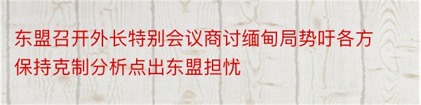 东盟召开外长特别会议商讨缅甸局势吁各方保持克制分析点出东盟担忧