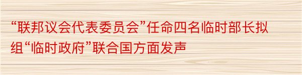 “联邦议会代表委员会”任命四名临时部长拟组“临时政府”联合国方面发声