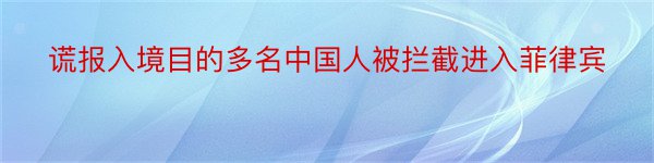 谎报入境目的多名中国人被拦截进入菲律宾