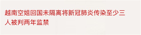 越南空姐回国未隔离将新冠肺炎传染至少三人被判两年监禁