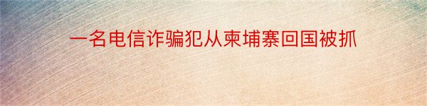 一名电信诈骗犯从柬埔寨回国被抓