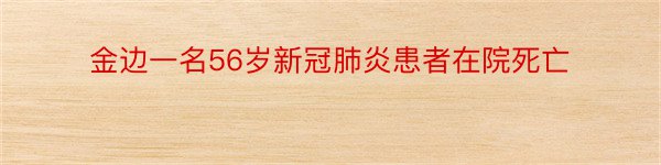 金边一名56岁新冠肺炎患者在院死亡