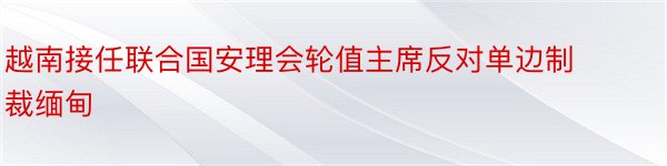 越南接任联合国安理会轮值主席反对单边制裁缅甸