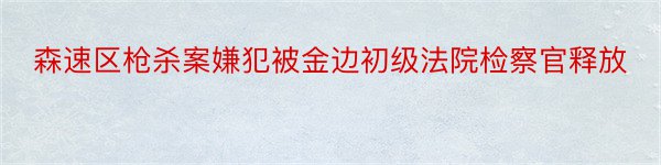 森速区枪杀案嫌犯被金边初级法院检察官释放