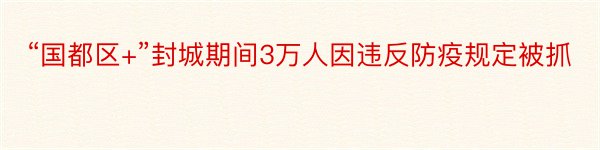 “国都区+”封城期间3万人因违反防疫规定被抓